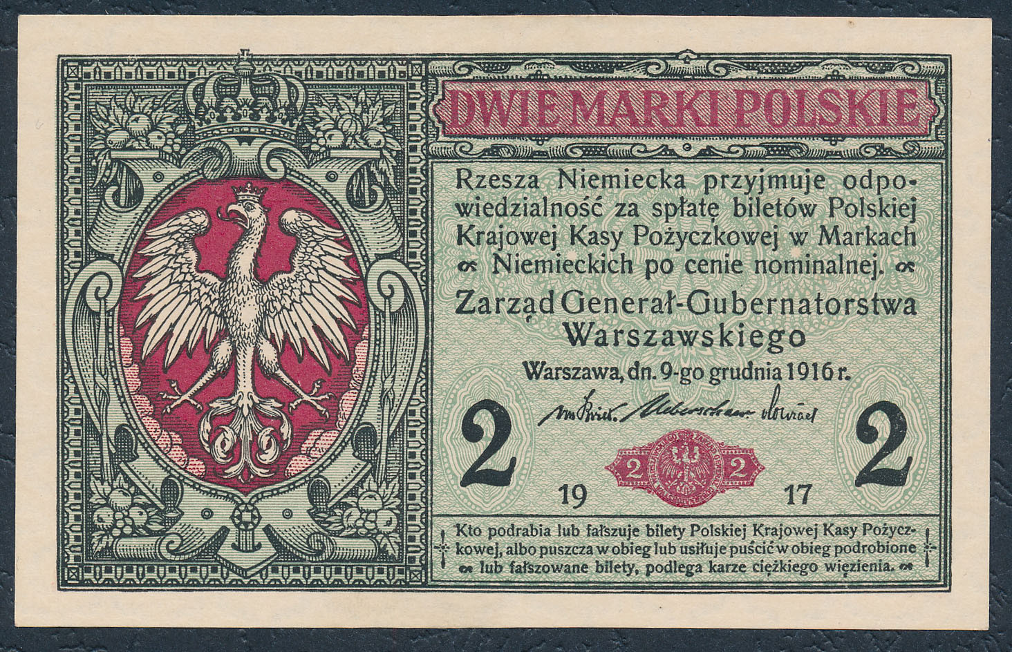 2 marki polskie 1916 seria B, GENERAŁ